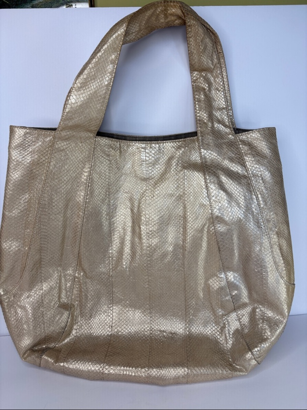 Beirn Gold Metallic Snakeskin Jenna Bag